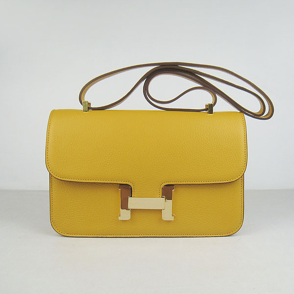 7A Hermes Constance Togo Leather Single Bag Yellow Gold Hardware H020